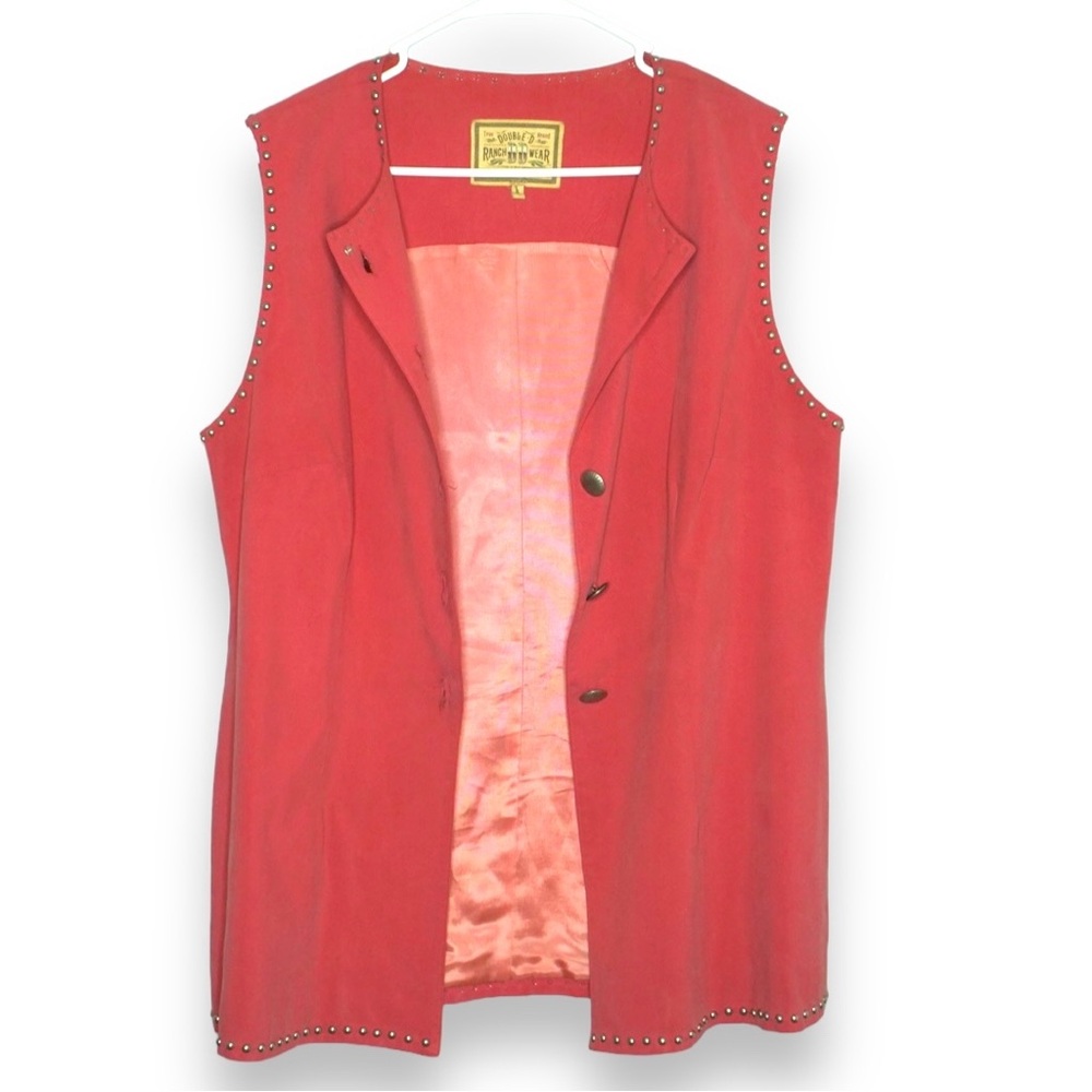 Double D Ranch Wear 100% Tencel Western Vest Pink w/ Bronze Buttons